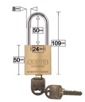 Restricted Ilco IP8 Key Abus Padlock 83/45 Extended 50mm Shackle