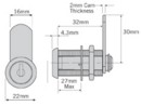 Round Face Cam lock 32mm Keyed Alike 2