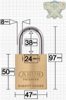 Abus 83/45 Brass Padlock 38mm High Shackle