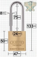 Abus 83/45 Brass Padlock 75mm High Shackle