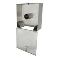 Heavy Duty Lockable Satin Stainless Jumbo Toilet Roll Dispenser - Square Type 2