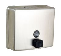 Square Satin Stainless Soap Dispenser with Black Valve 3