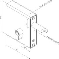 Gatemaster Weld in long throw key latch for 40mm thick frames 4