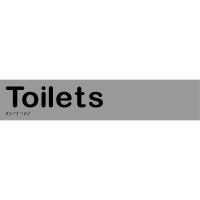 Toilets Sign in Stainless Steel