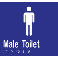 Male Toilet Braille Sign in Blue Vinyl