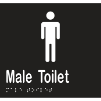 Male Toilet Braille Sign in Black Vinyl