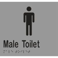 Male Toilet Braille Sign in Silver Vinyl