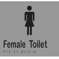 Female Toilet Braille Sign in Stainless Steel