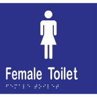 Female Toilet Braille Sign in Blue Vinyl