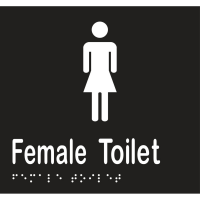 Female Toilet Braille Sign in Black Vinyl