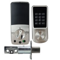 McGrath Locks Ashgrove Smart Deadbolt, Raised Button with Braille, Satin Nickel Finish with 60/70mm Adjustable Bolt