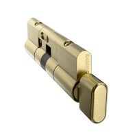 Carbine Euro Cylinder and Turn fixed cam extended Satin Brass length 90mm  2