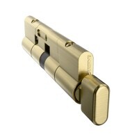 Carbine Euro Cylinder and Turn fixed cam extended Satin Brass length 100mm  2