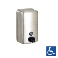 Ellipse Series Satin Stainless Vertical Soap Dispenser with Black Valve