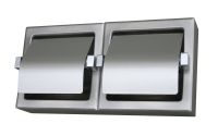 Hooded Satin Stainless Twin Toilet Roll Dispenser 3