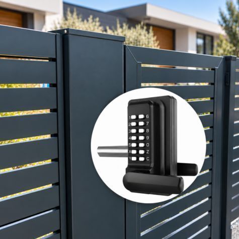 Digital Lock installed on a metal gate